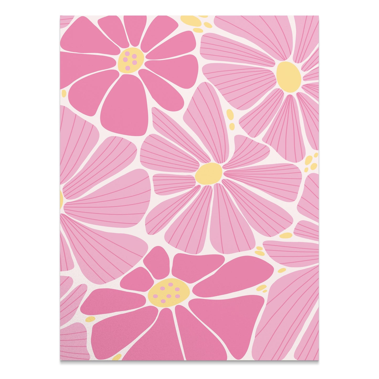 Premium Poster of Vibrant Pink and Yellow Floral Botanical Pattern Posters