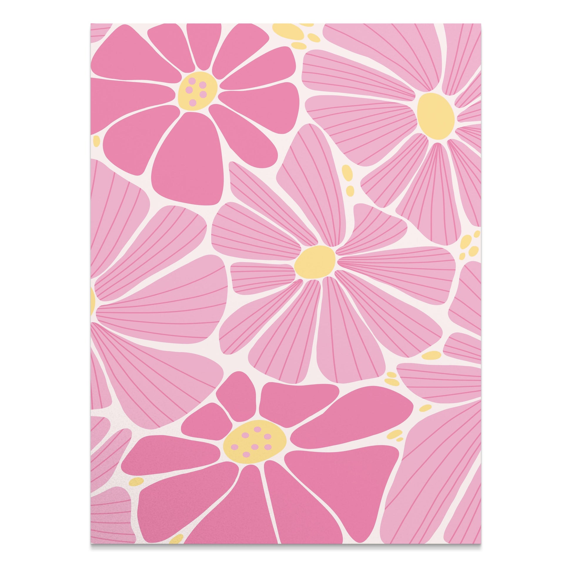 Premium Poster of Vibrant Pink and Yellow Floral Botanical Pattern Posters