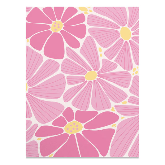 Premium Poster of Vibrant Pink and Yellow Floral Botanical Pattern Posters