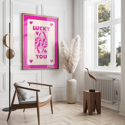 Premium Poster of Vibrant Playing Card Theme Lucky You Posters