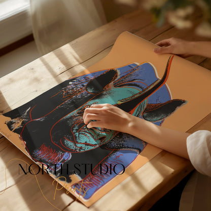 Premium Poster of Vibrant Pop Art Rhino Painting Colorful Wall Art Posters