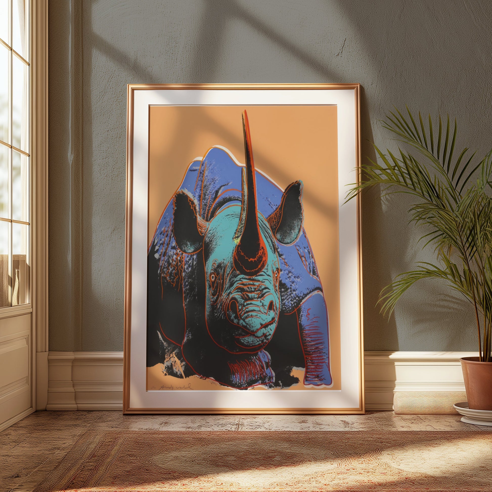 Premium Poster of Vibrant Pop Art Rhino Painting Colorful Wall Art Posters