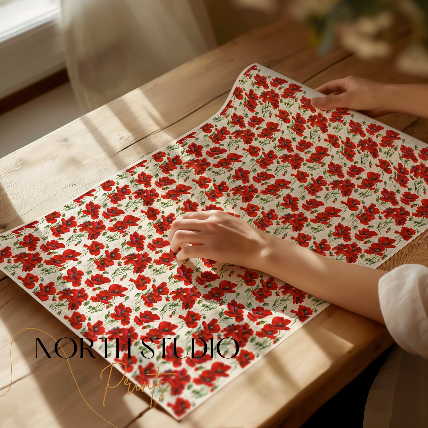 Premium Poster of Vibrant Red Poppy Flower Pattern Art Wall Posters