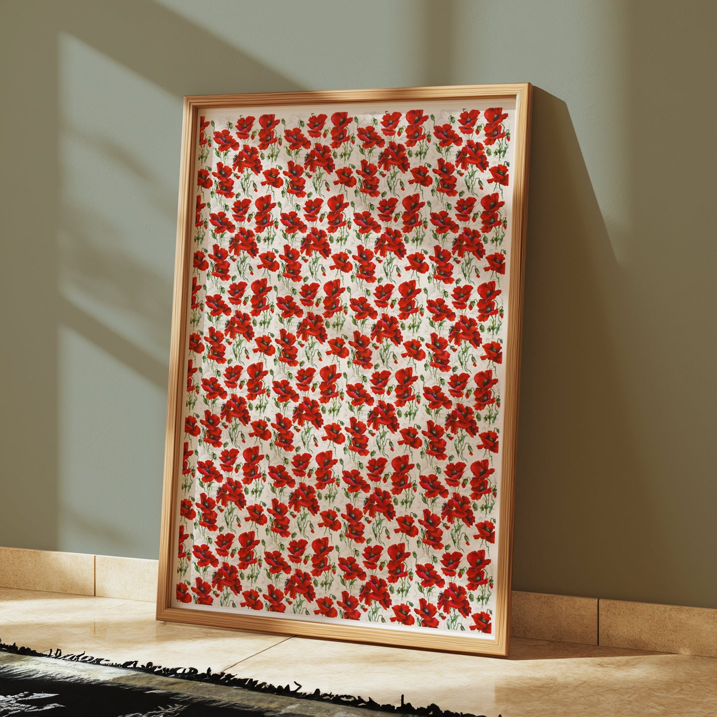 Premium Poster of Vibrant Red Poppy Flower Pattern Art Wall Posters