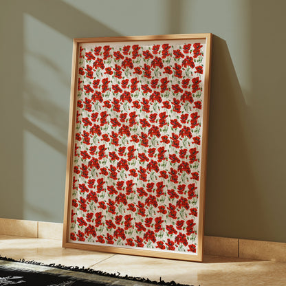 Premium Poster of Vibrant Red Poppy Flower Pattern Art Wall Posters
