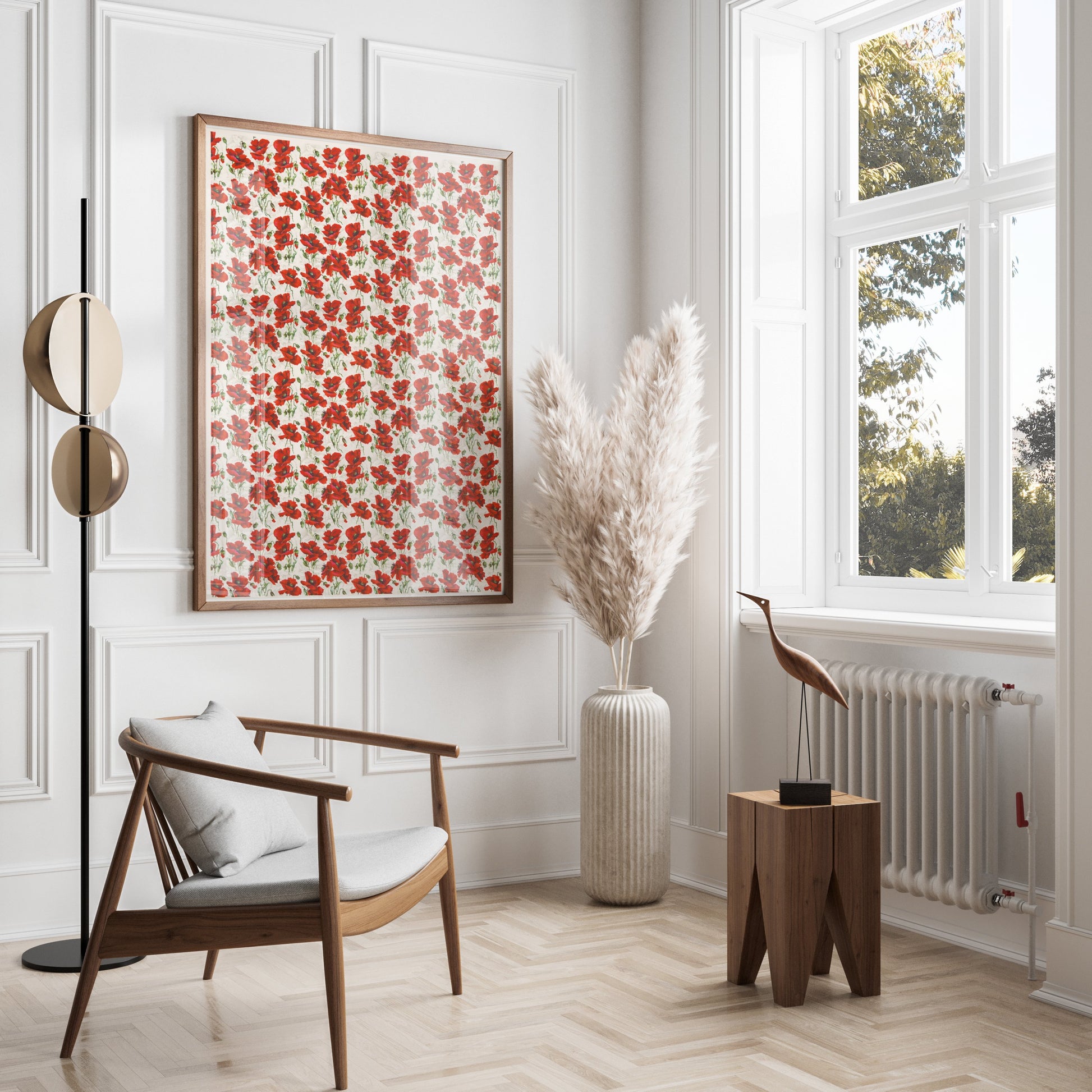Premium Poster of Vibrant Red Poppy Flower Pattern Art Wall Posters