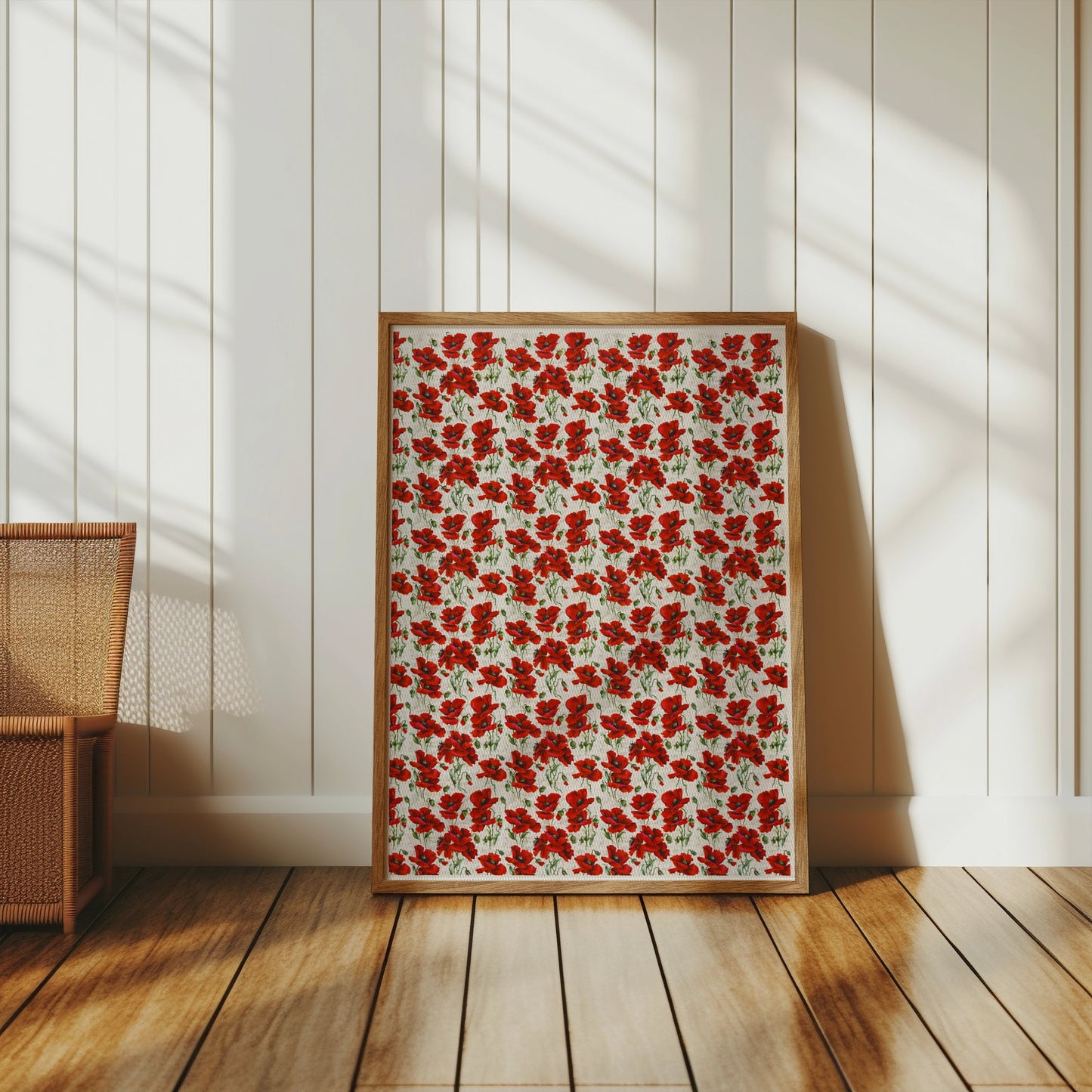Premium Poster of Vibrant Red Poppy Flower Pattern Art Wall Posters