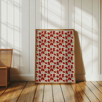 Premium Poster of Vibrant Red Poppy Flower Pattern Art Wall Posters