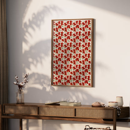 Premium Poster of Vibrant Red Poppy Flower Pattern Art Wall Posters