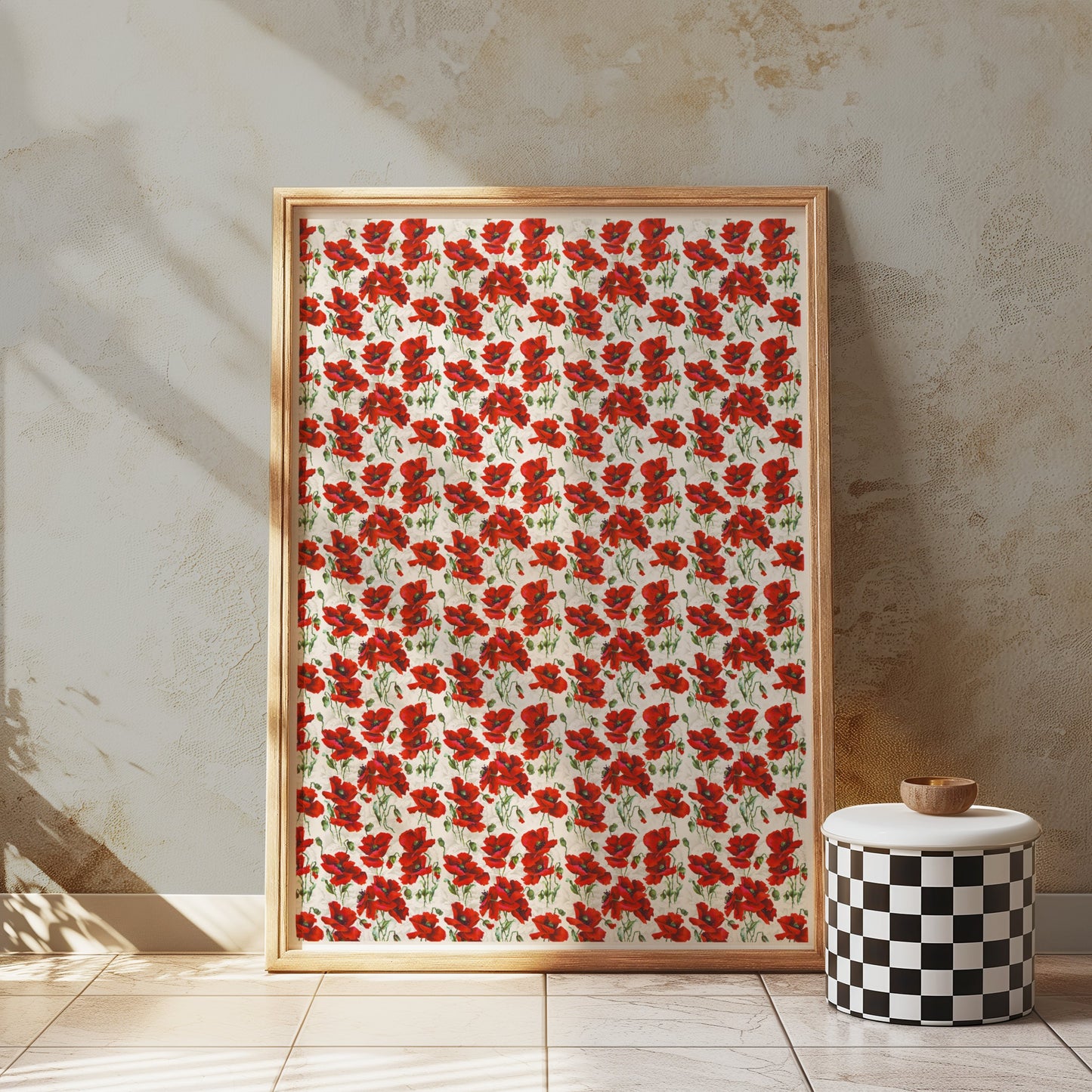 Premium Poster of Vibrant Red Poppy Flower Pattern Art Wall Posters