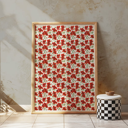 Premium Poster of Vibrant Red Poppy Flower Pattern Art Wall Posters