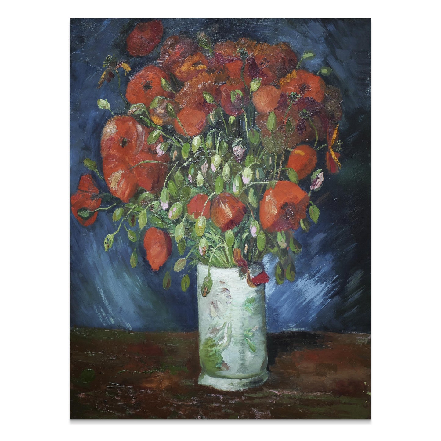 Premium Poster of Vibrant Red Poppy Flowers in White Vase Art Print Posters