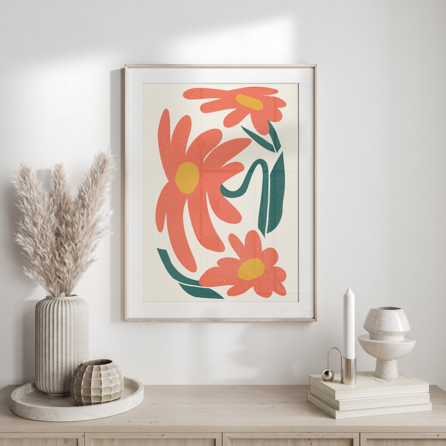Premium Poster of Vibrant Retro Floral Artwork Print For Modern Decor Posters