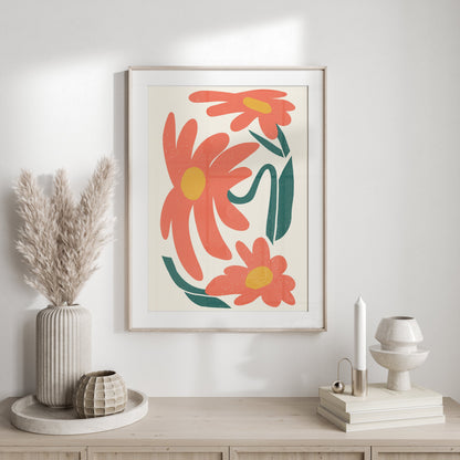 Premium Poster of Vibrant Retro Floral Artwork Print For Modern Decor Posters