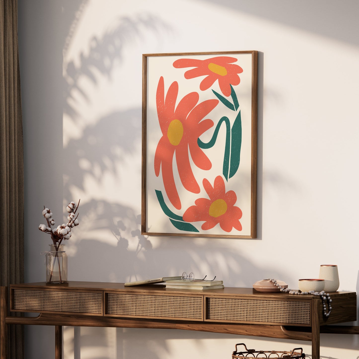 Premium Poster of Vibrant Retro Floral Artwork Print For Modern Decor Posters