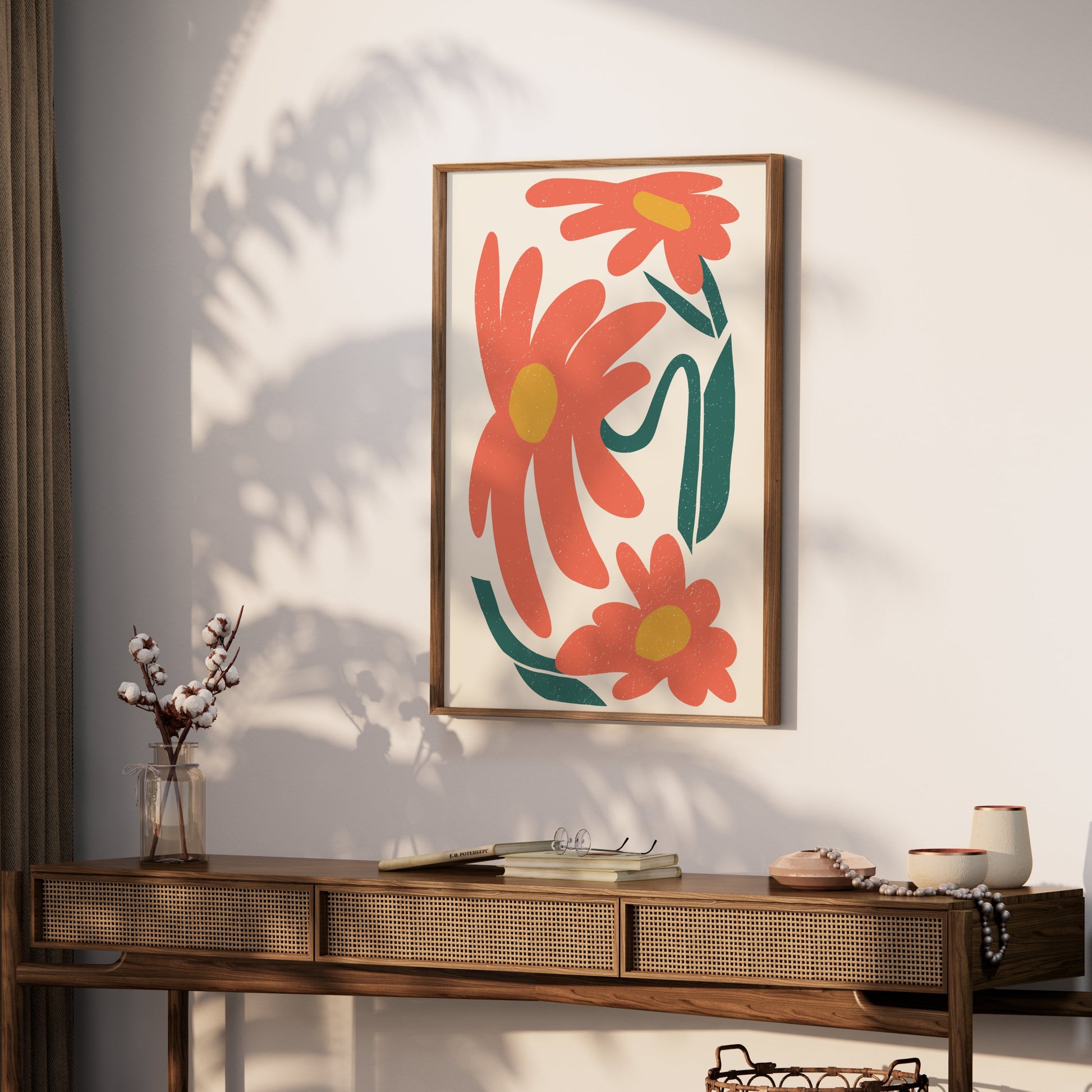 Premium Poster of Vibrant Retro Floral Artwork Print For Modern Decor Posters