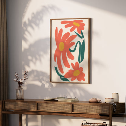Premium Poster of Vibrant Retro Floral Artwork Print For Modern Decor Posters