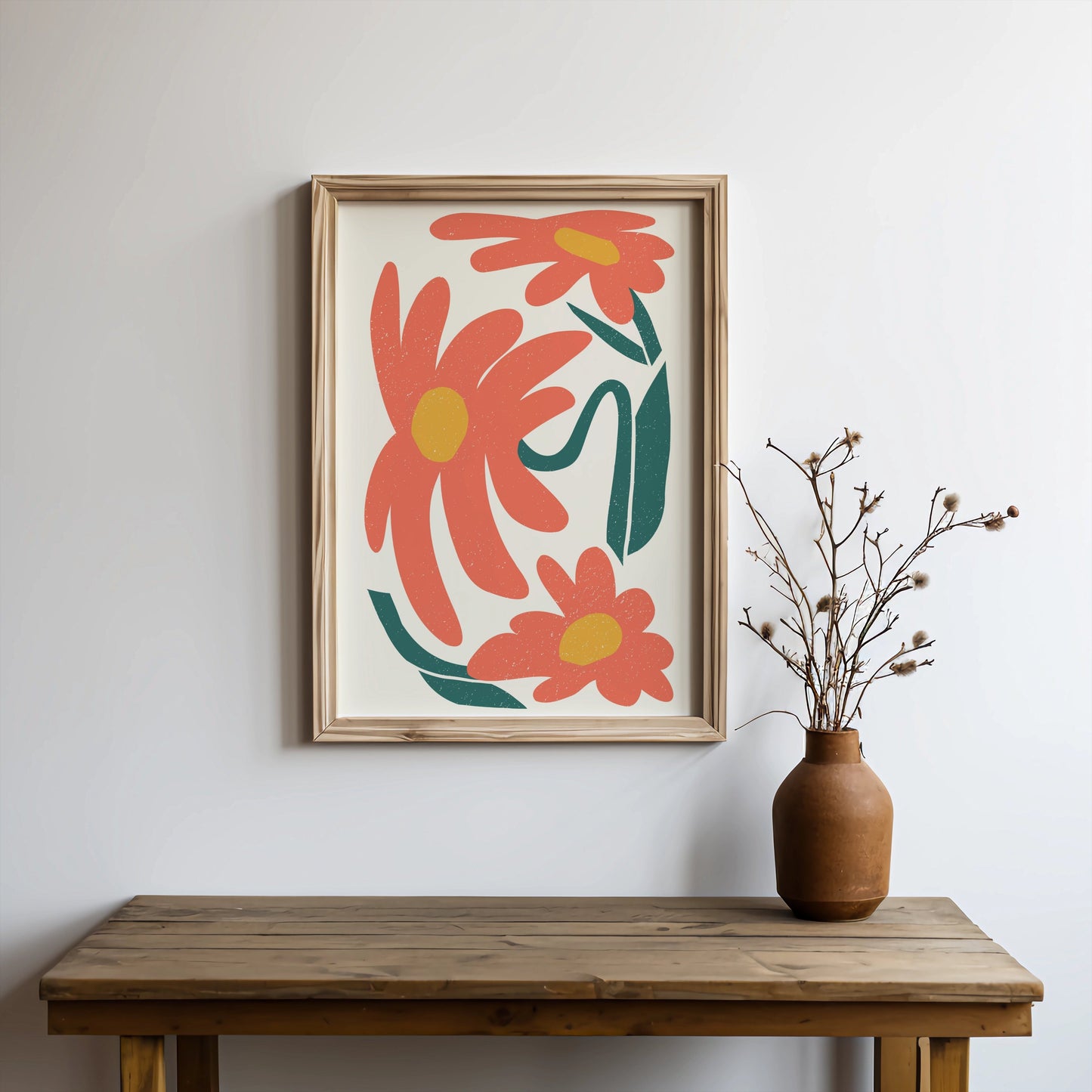Premium Poster of Vibrant Retro Floral Artwork Print For Modern Decor Posters