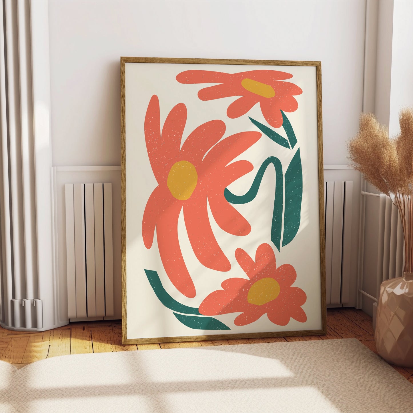 Premium Poster of Vibrant Retro Floral Artwork Print For Modern Decor Posters