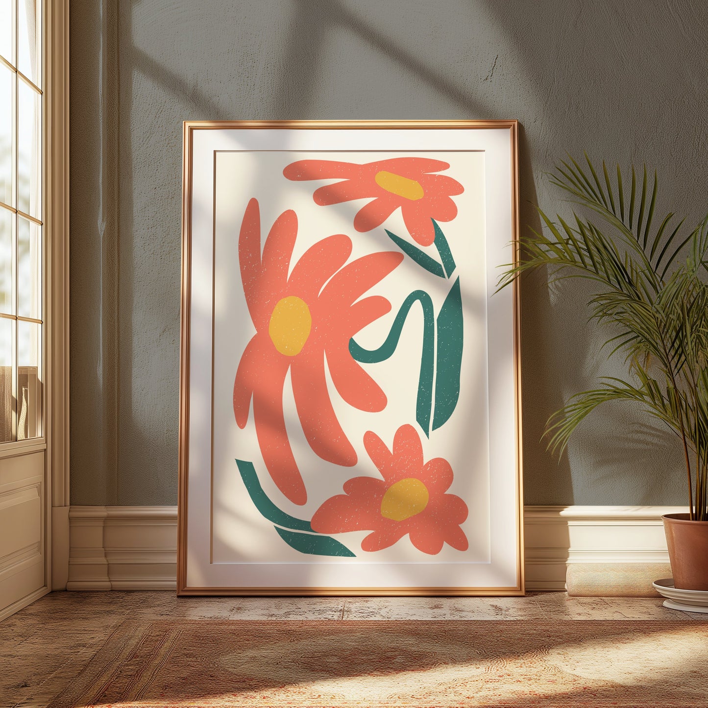 Premium Poster of Vibrant Retro Floral Artwork Print For Modern Decor Posters