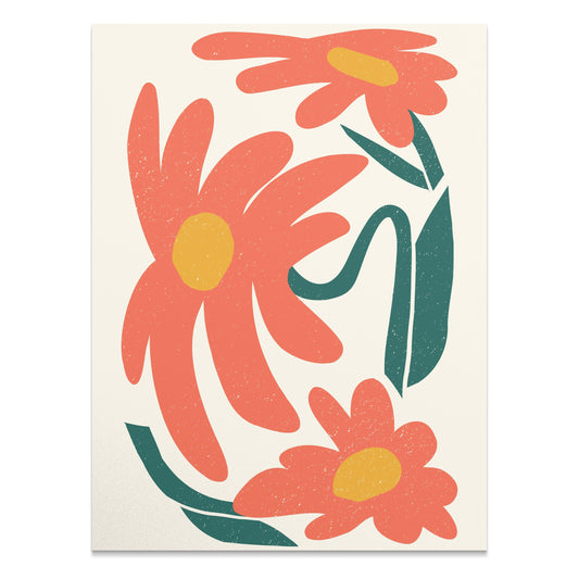 Premium Poster of Vibrant Retro Floral Artwork Print For Modern Decor Posters