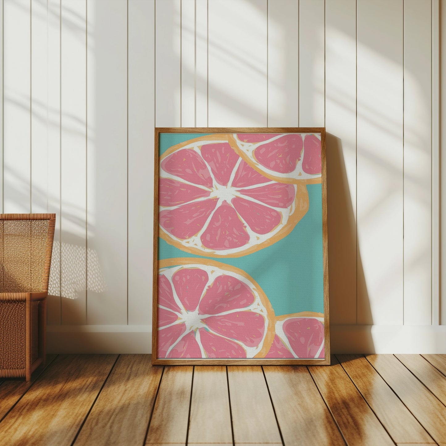Premium Poster of Vibrant Sliced Grapefruit Art Print Colorful Posters