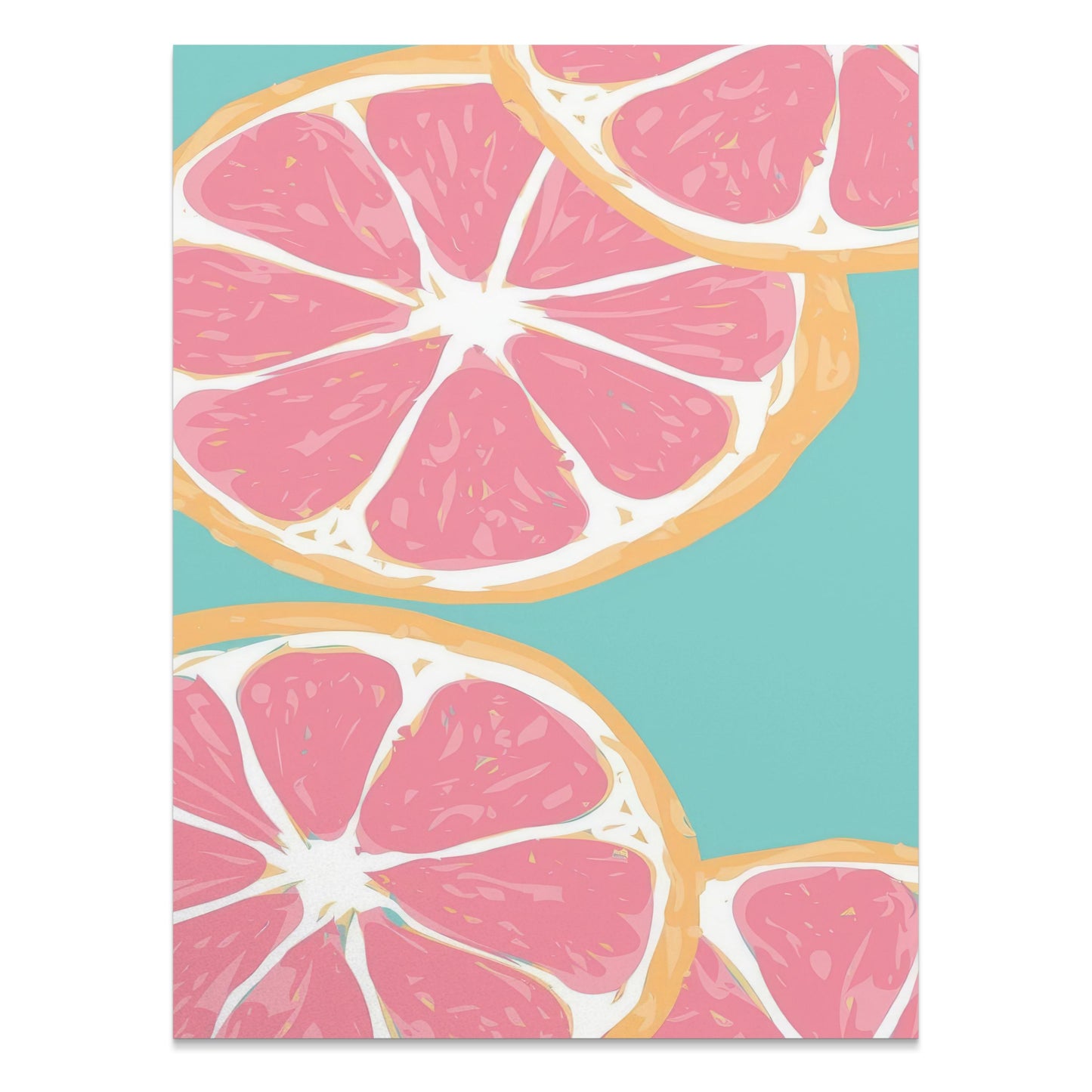 Premium Poster of Vibrant Sliced Grapefruit Art Print Colorful Posters