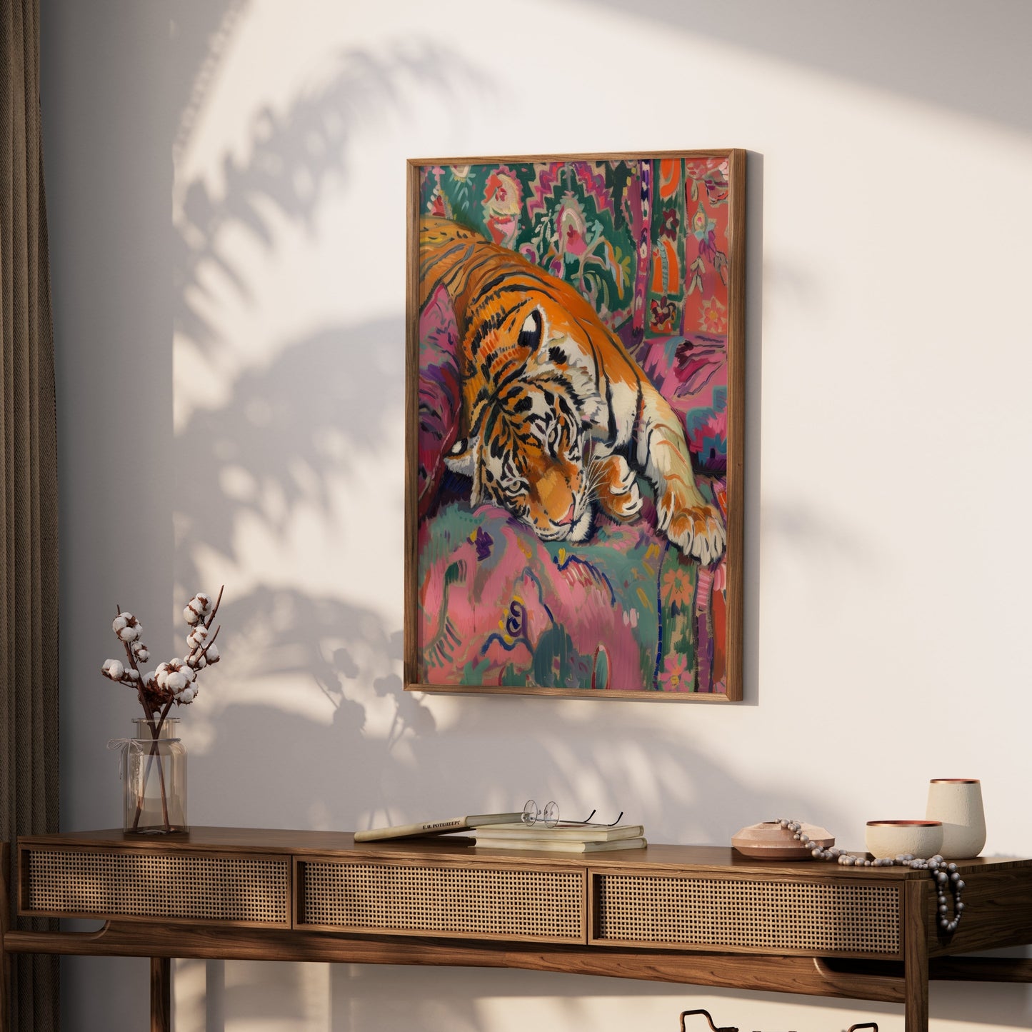 Premium Poster of Vibrant Tiger Artwork on Colorful Background Posters