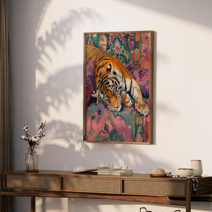 Premium Poster of Vibrant Tiger Artwork on Colorful Background Posters