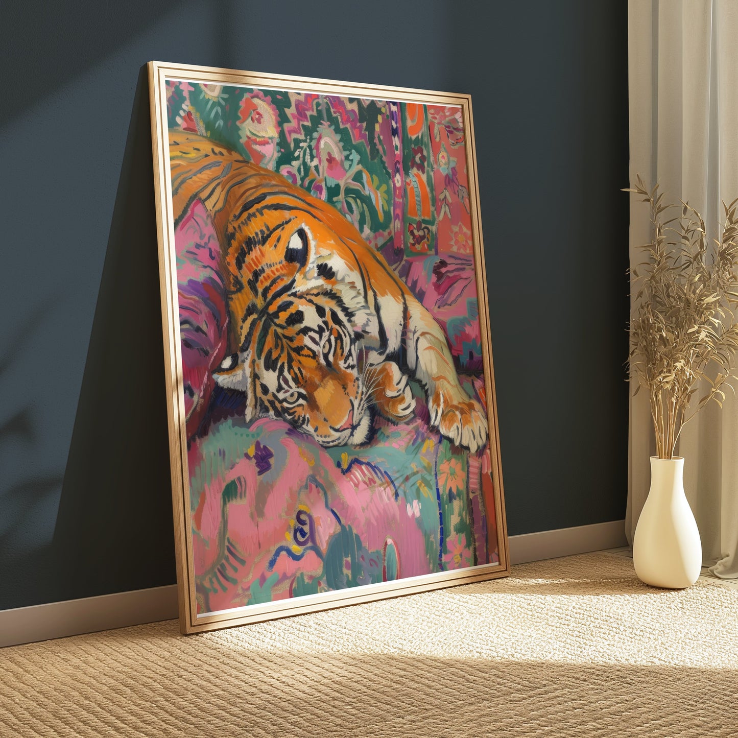 Premium Poster of Vibrant Tiger Artwork on Colorful Background Posters