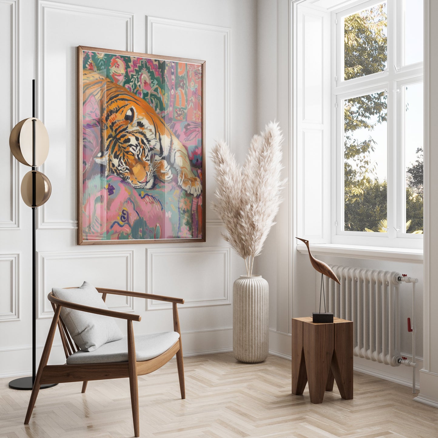 Premium Poster of Vibrant Tiger Artwork on Colorful Background Posters