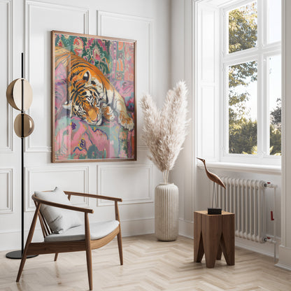 Premium Poster of Vibrant Tiger Artwork on Colorful Background Posters