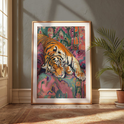 Premium Poster of Vibrant Tiger Artwork on Colorful Background Posters