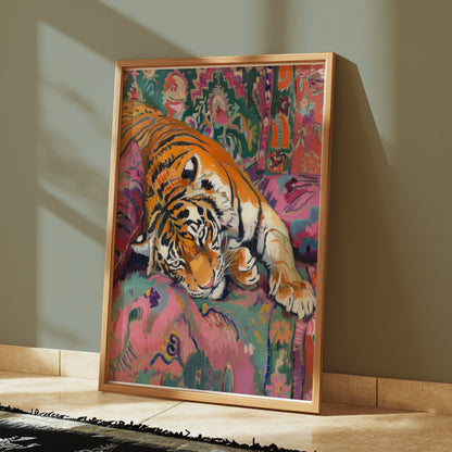 Premium Poster of Vibrant Tiger Artwork on Colorful Background Posters