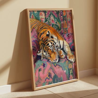 Premium Poster of Vibrant Tiger Artwork on Colorful Background Posters