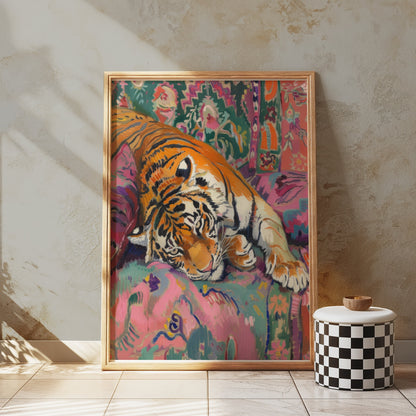 Premium Poster of Vibrant Tiger Artwork on Colorful Background Posters