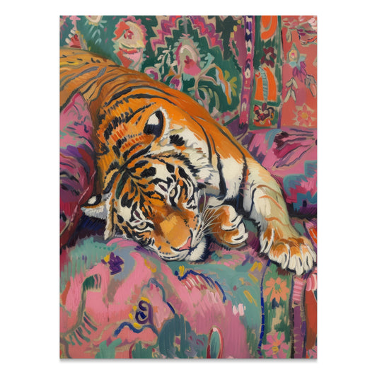 Premium Poster of Vibrant Tiger Artwork on Colorful Background Posters