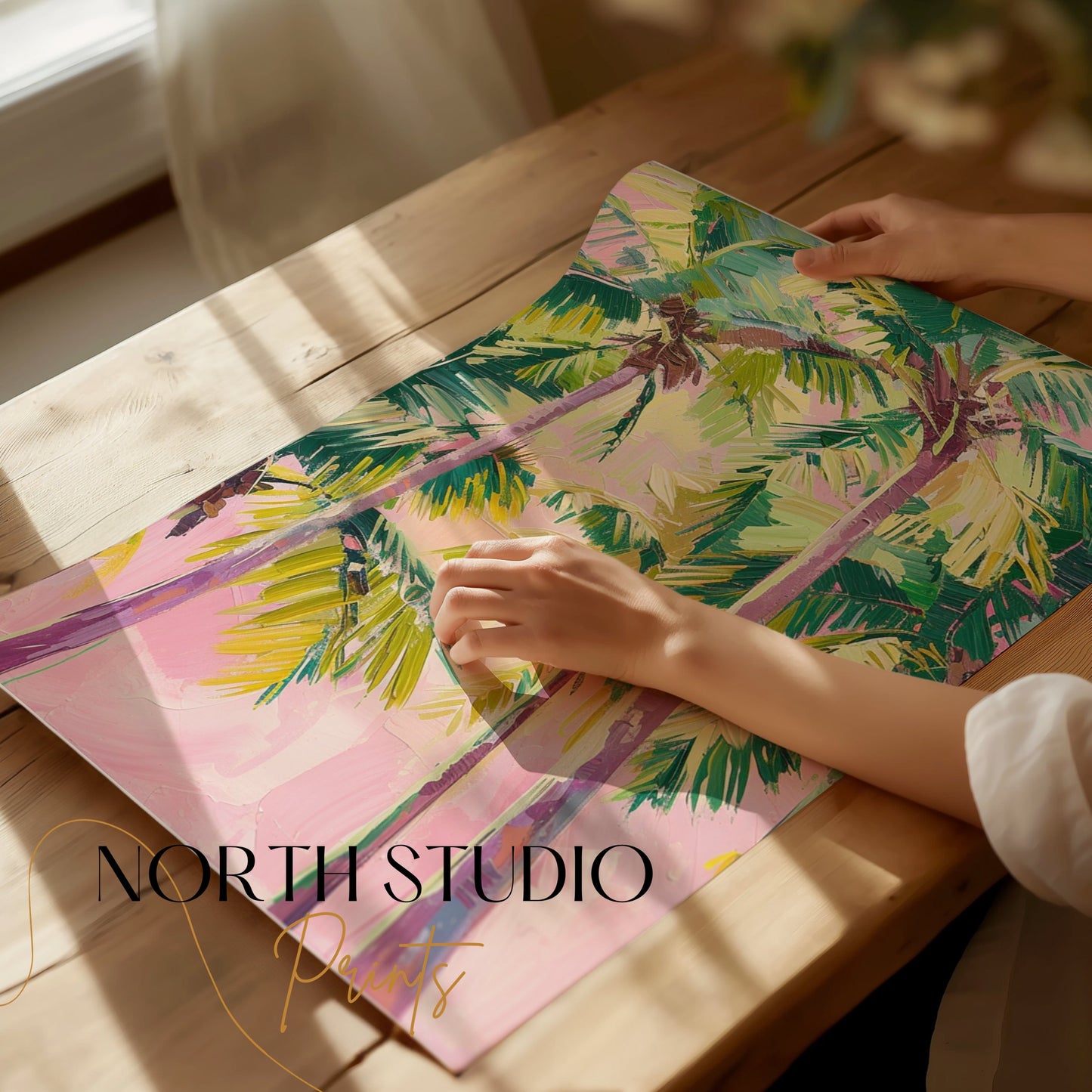 Premium Poster of Vibrant Tropical Palm Trees Abstract Art Posters