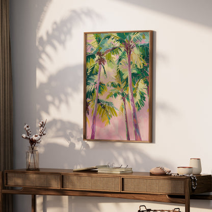 Premium Poster of Vibrant Tropical Palm Trees Abstract Art Posters