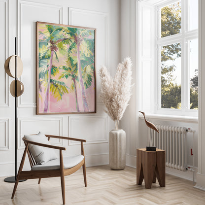 Premium Poster of Vibrant Tropical Palm Trees Abstract Art Posters