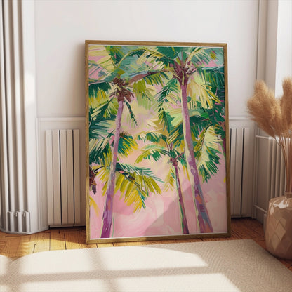Premium Poster of Vibrant Tropical Palm Trees Abstract Art Posters