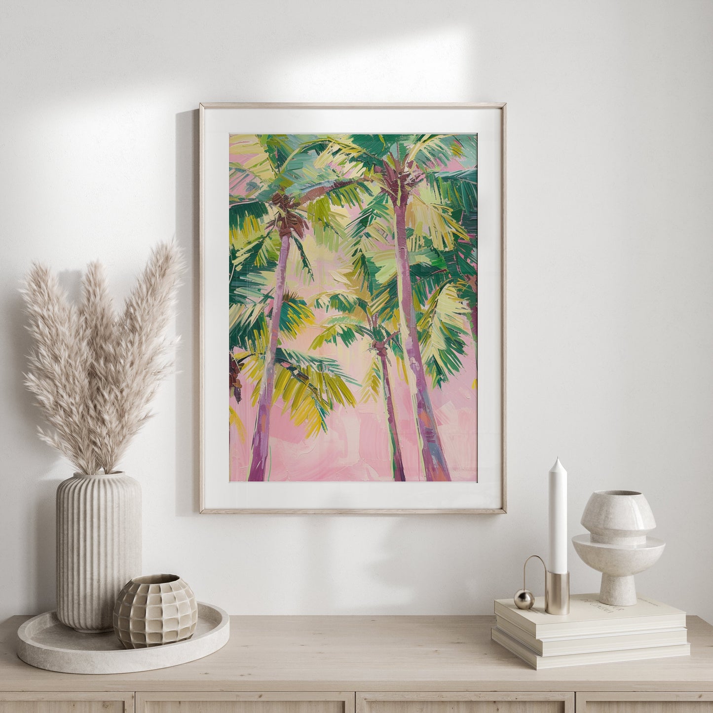 Premium Poster of Vibrant Tropical Palm Trees Abstract Art Posters