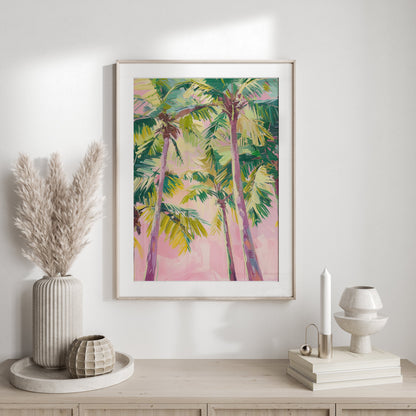 Premium Poster of Vibrant Tropical Palm Trees Abstract Art Posters