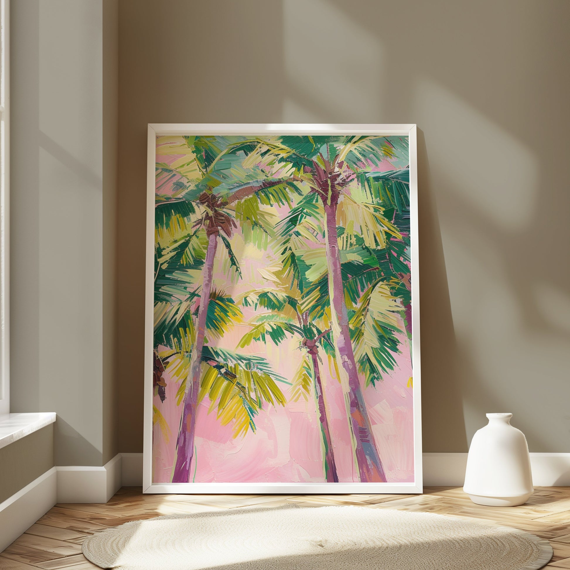 Premium Poster of Vibrant Tropical Palm Trees Abstract Art Posters