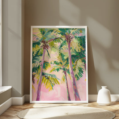 Premium Poster of Vibrant Tropical Palm Trees Abstract Art Posters