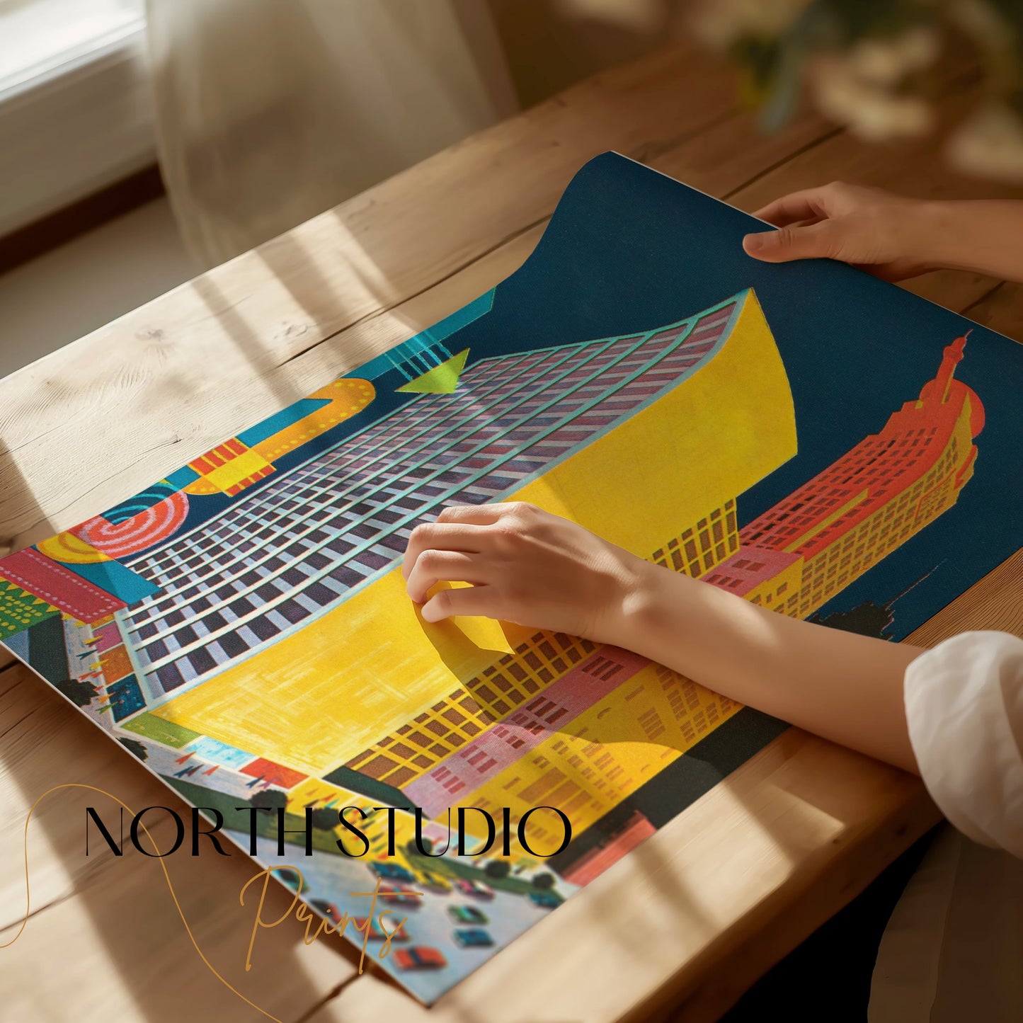 Premium Poster of Vibrant Urban Cityscape Modern Art Style Posters