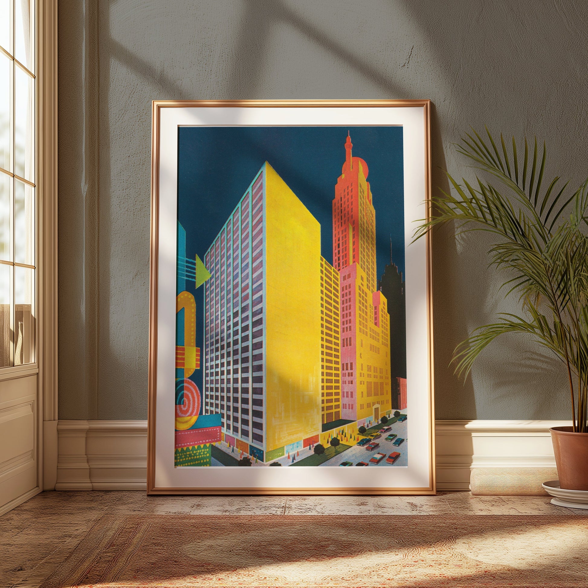 Premium Poster of Vibrant Urban Cityscape Modern Art Style Posters