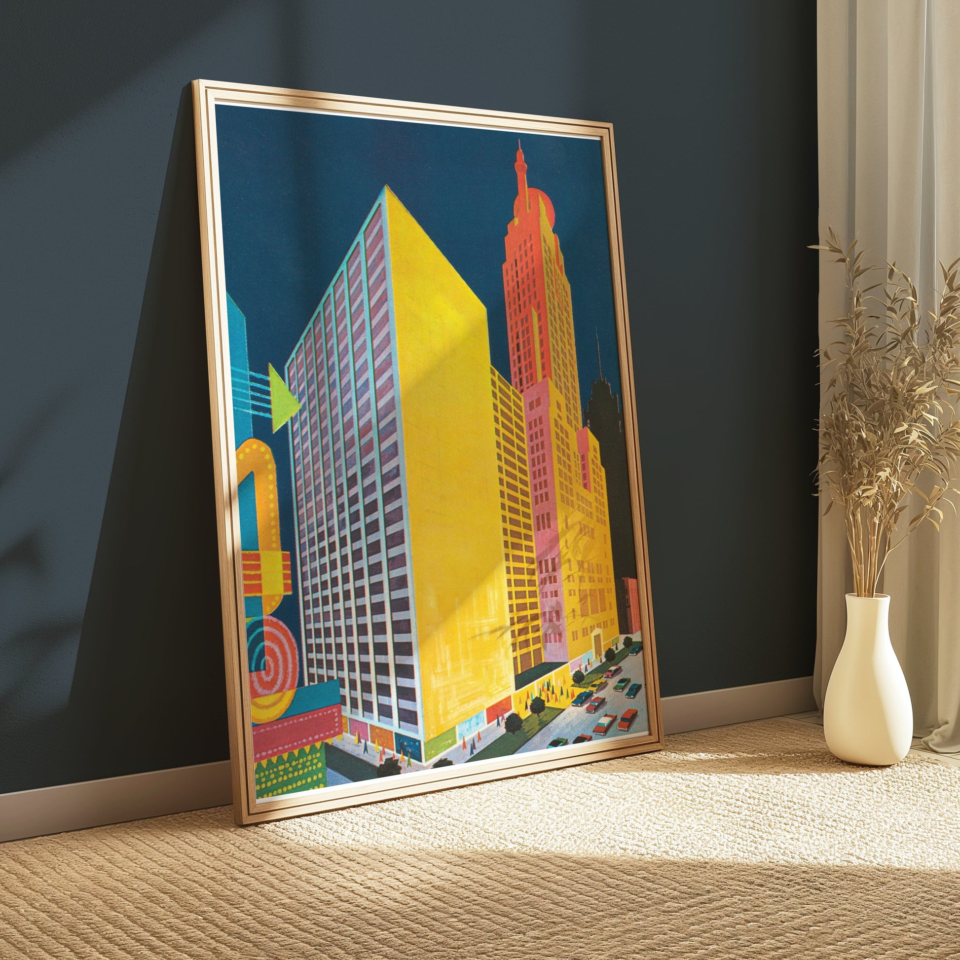 Premium Poster of Vibrant Urban Cityscape Modern Art Style Posters