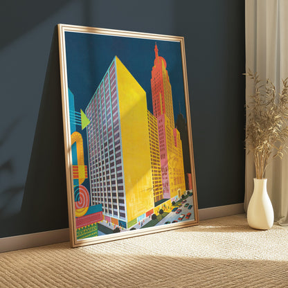 Premium Poster of Vibrant Urban Cityscape Modern Art Style Posters