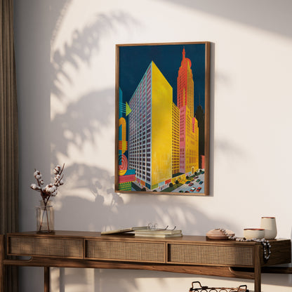 Premium Poster of Vibrant Urban Cityscape Modern Art Style Posters